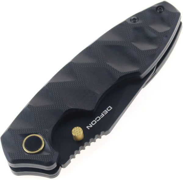 Defcon Linerlock Black/Gold Folding Knife 14C28N Sandvik Steel
