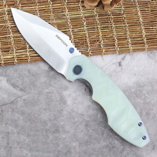 Defcon Linerlock Jade Folding Knife 14C28N Stainless Steel