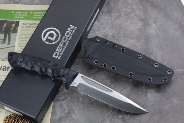 Defcon Tactical Fixed Blade D2 Steel Black G10 Handle Kydex