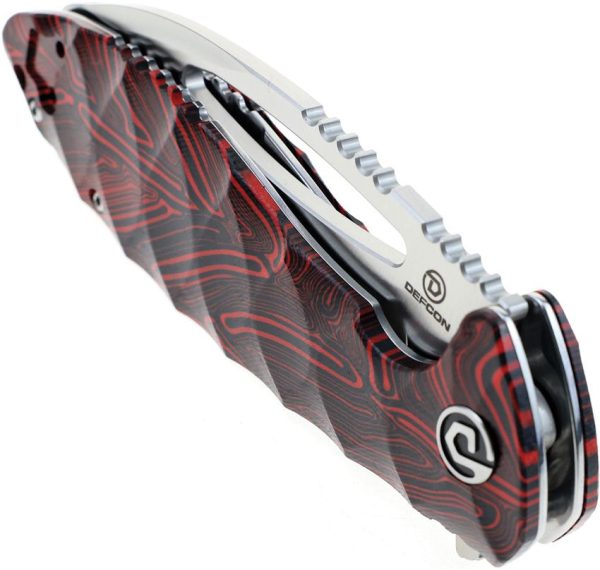 Defcon Tactical Linerlock Red 14C28N Stainless Folding Knife