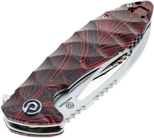 Defcon Tactical Linerlock Red 14C28N Stainless Folding Knife