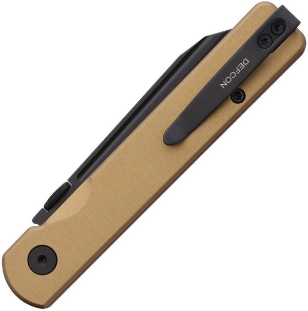 Defcon Operator Button Lock Tan Folding Knife 14C28N Blade