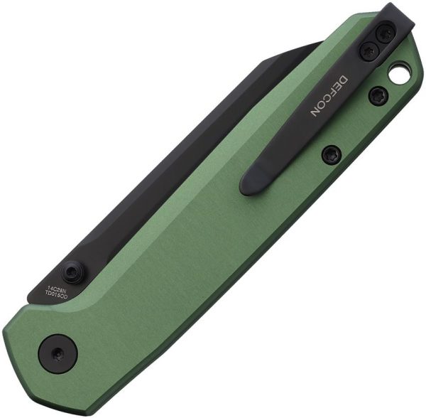Defcon Tier 2 Button Lock OD Green Folding Knife 14C28N Steel