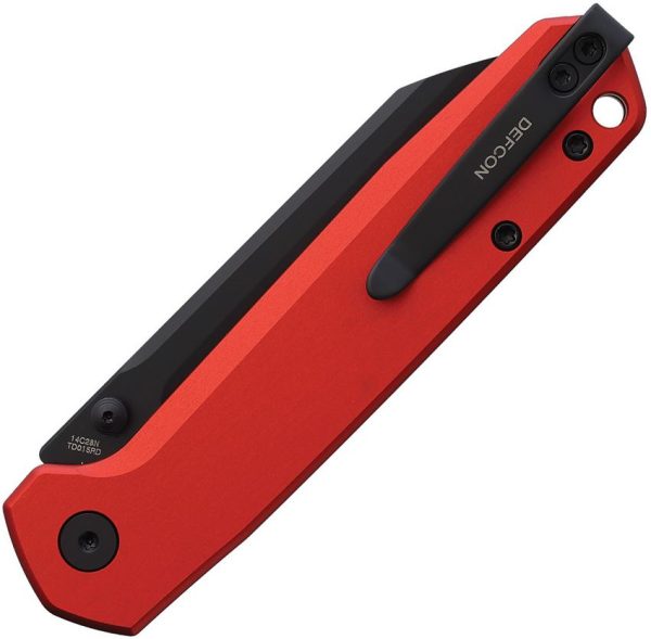 Defcon Tier 2 Button Lock Red Folding Knife 14C28N Sandvik