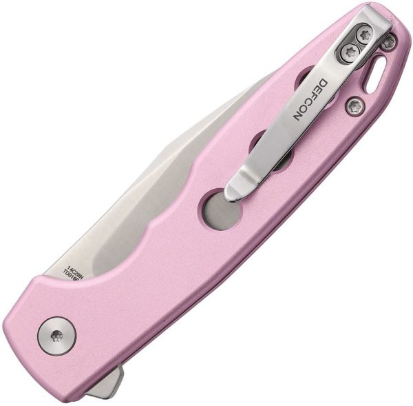 Defcon Ghost Button Lock Pink Aluminum Folding Knife