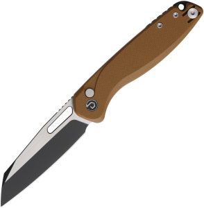 Defcon Warhawk Button Lock Folding Knife Tan G10 14C28N