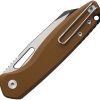 Defcon Warhawk Button Lock Folding Knife Tan G10 14C28N