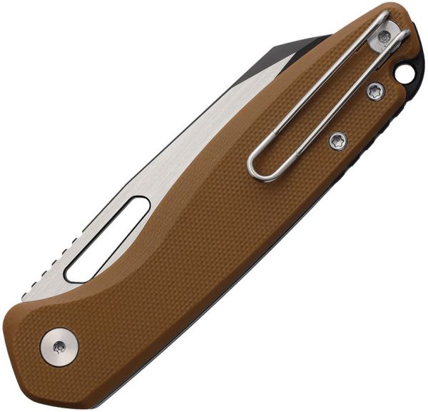 Defcon Warhawk Button Lock Folding Knife Tan G10 14C28N