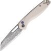 Defcon Warhawk Button Lock Folding Knife Damascus Steel White