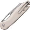 Defcon Warhawk Button Lock Folding Knife Damascus Steel White