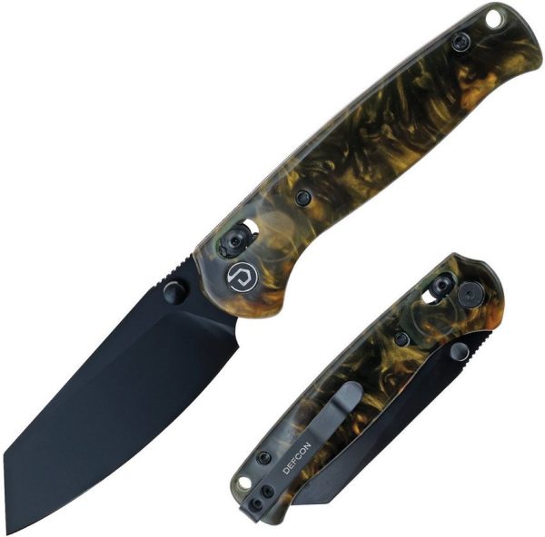 Defcon Artifact Axis Lock Folding Knife 14C28N Black Gold