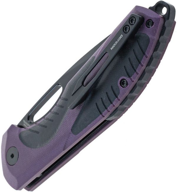 Defcon Black Fang Lite Button Lock Folding Knife G10 Handle