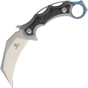 Defcon Jungle Knife Gray Titanium Karambit Fixed Blade
