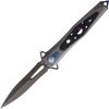 Defcon JK Series Stiletto Framelock Damascus Blue Titanium Folding Knife