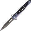 Defcon JK Series Stiletto Framelock Damascus Purple Titanium Folding Knife