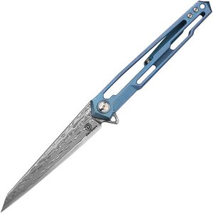 Defcon Peregrine Framelock Blue Damascus Folding Knife