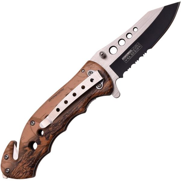 Tac Force Rescue Brown Camo Assisted Linerlock