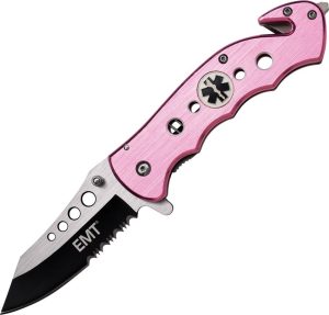 Tac Force EMT Pink Assisted Linerlock Glass Breaker