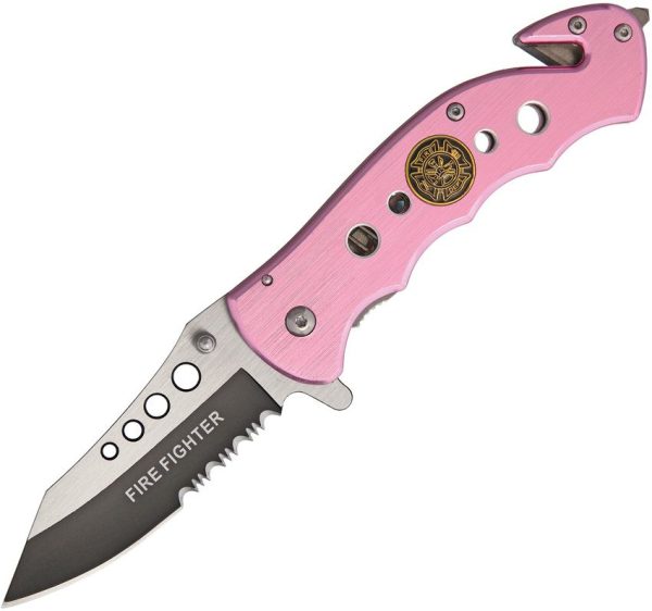 Tac Force Firefighter Pink Rescue Assisted Linerlock