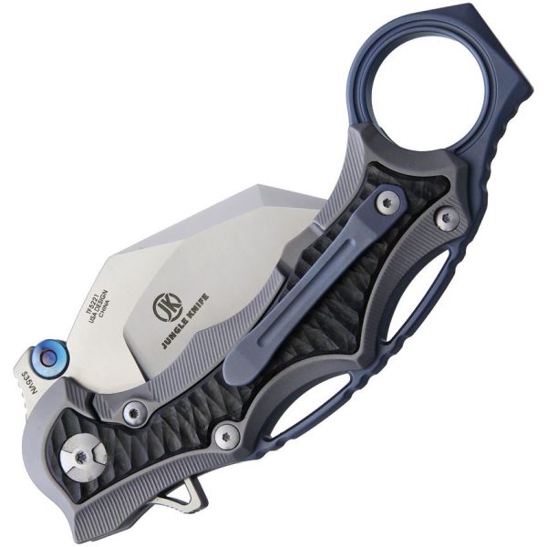Defcon Framelock Gray Titanium Karambit Folding Knife