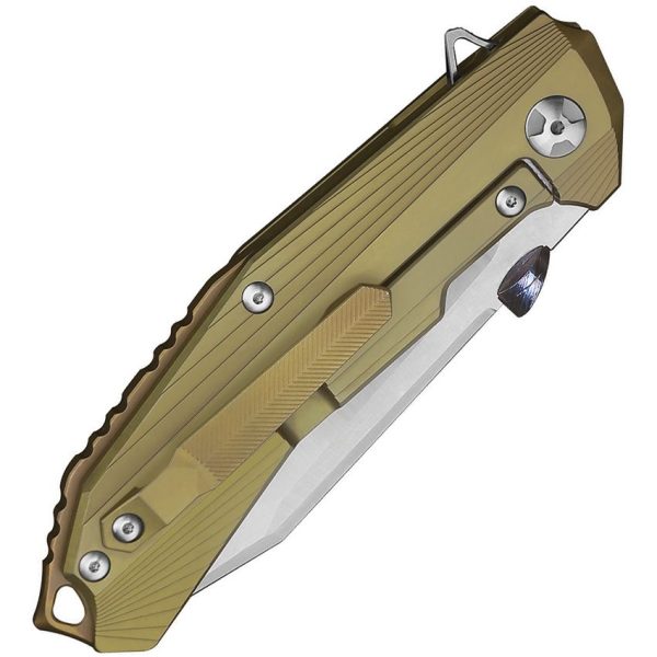 Defcon Atlas Framelock Gold Folding Knife CPM S35VN Tanto