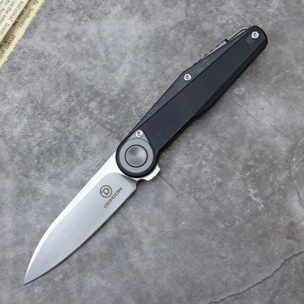 Defcon JK Series Leverage Lock Folding Knife 14C28N Black G10
