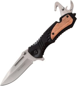 Tac Force Rescue Linerlock Zebra Wood Multi-Tool