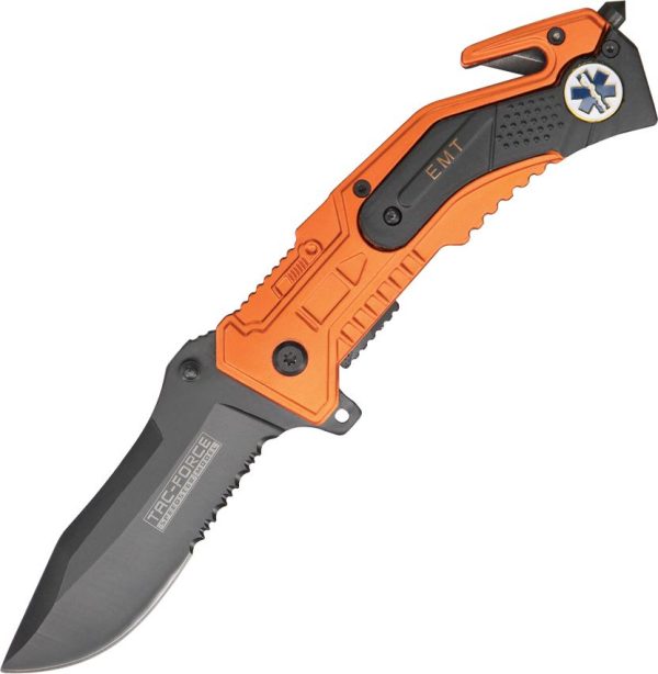 Tac Force Rescue EMT Linerlock - Orange Assisted