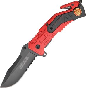 Tac Force Fire Dept Rescue Linerlock - Red Assisted