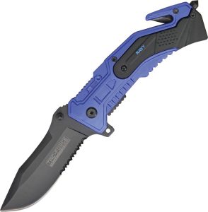 Tac Force Navy Rescue Linerlock - Blue Assisted