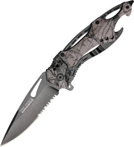 Tac Force Linerlock A/O - Gray Camo Drop Point