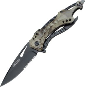 Tac Force Linerlock A/O Grey Camo - Drop Point Blade