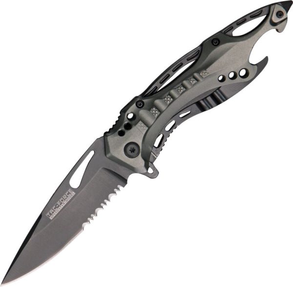 Tac Force Linerlock A/O Gun Metal - Drop Point