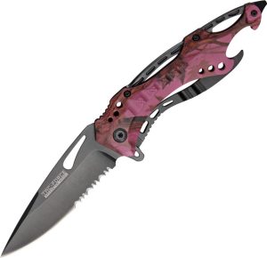 Tac Force Linerlock A/O Pink Camo - Drop Point