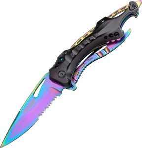 Tac Force TF705RB Rainbow Linerlock - Serrated Stainless
