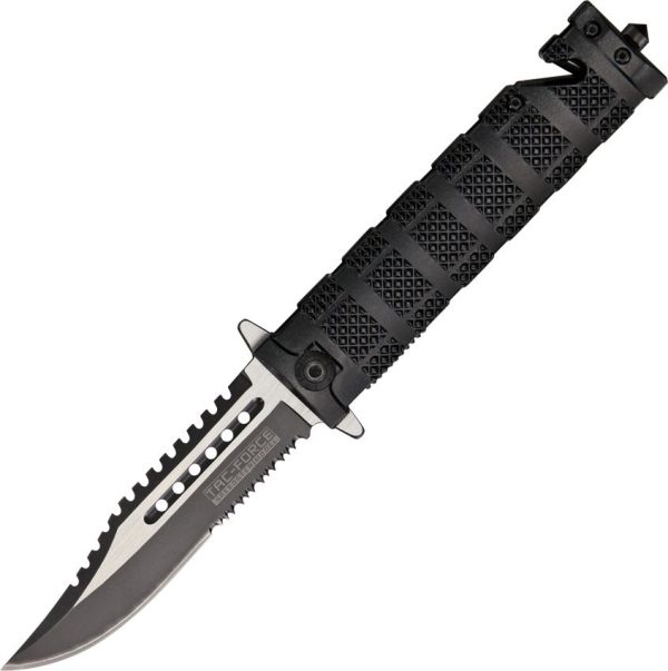 Tac Force TF710BK Knurled Rescue Linerlock - Sawback