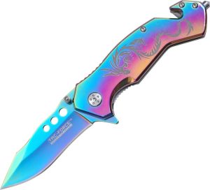 Tac Force Dragon Strike Rainbow Anodized Rescue Linerlock