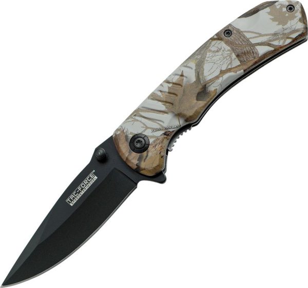 TF764BC.jpg Tac Force Linerlock Assisted Drop Point Brown Camo