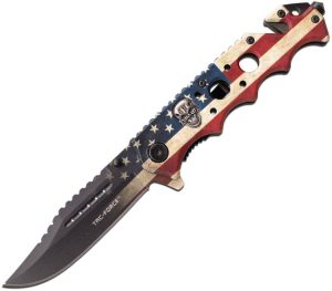 Tac Force TF809F Flag Skull Linerlock Assisted Opening