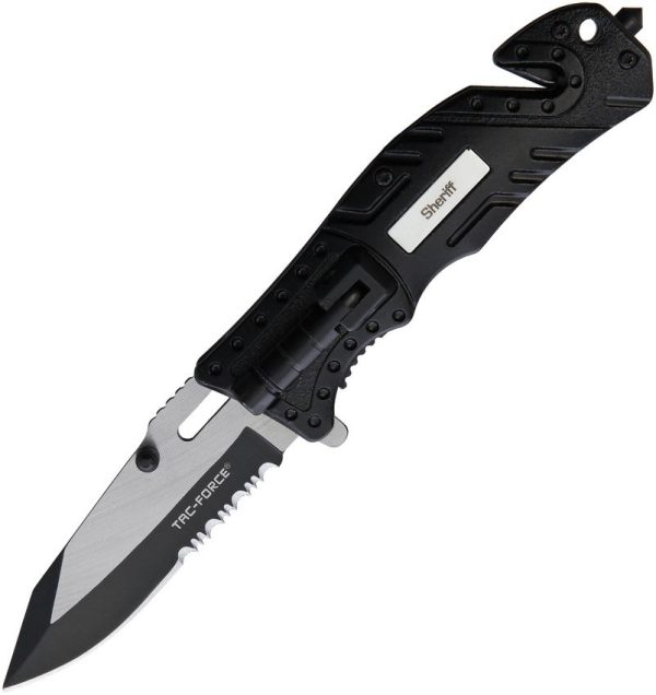 Tac Force Sheriff Rescue Linerlock - Black Aluminum