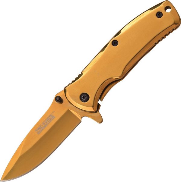 Tac Force Framelock A/O Drop Point - Gold Stainless