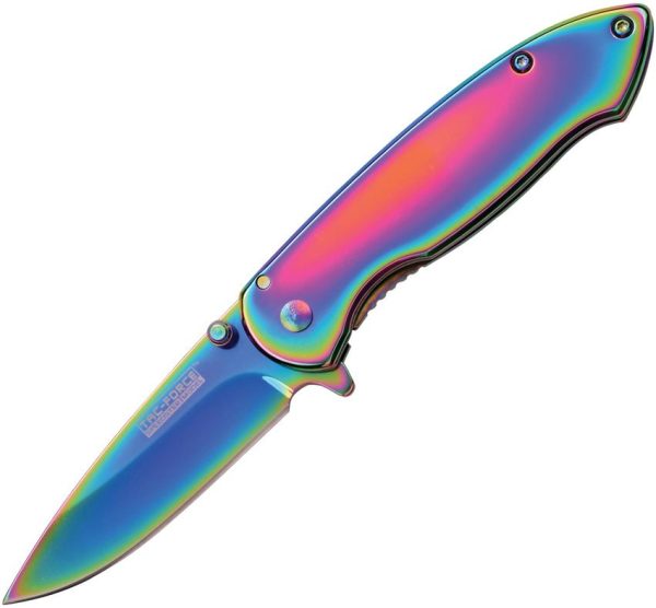 Tac Force Framelock Rainbow A/O Dual Thumb Stud