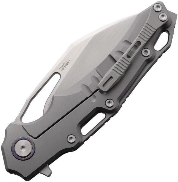 Defcon Gravity Framelock Gray M390 Folding Knife Titanium