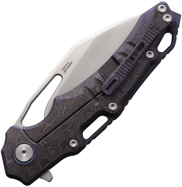 Defcon Gravity Framelock M390 Damascus Folding Knife Black Titanium