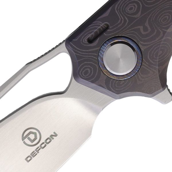 Defcon Gravity Framelock M390 Damascus Folding Knife Black Titanium