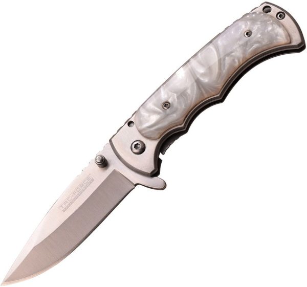 Tac Force TF934WP Assisted Linerlock - White Resin Handle