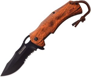 Tac Force TF936BW Pakkawood Assisted Linerlock - Black Blade