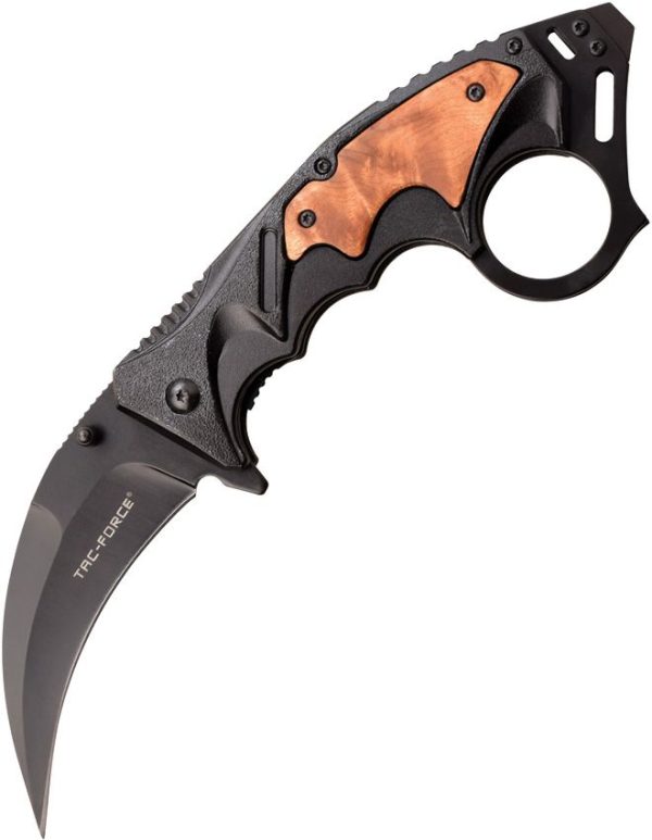 Tac Force TF957WD Karambit Linerlock Black Wood Inlay