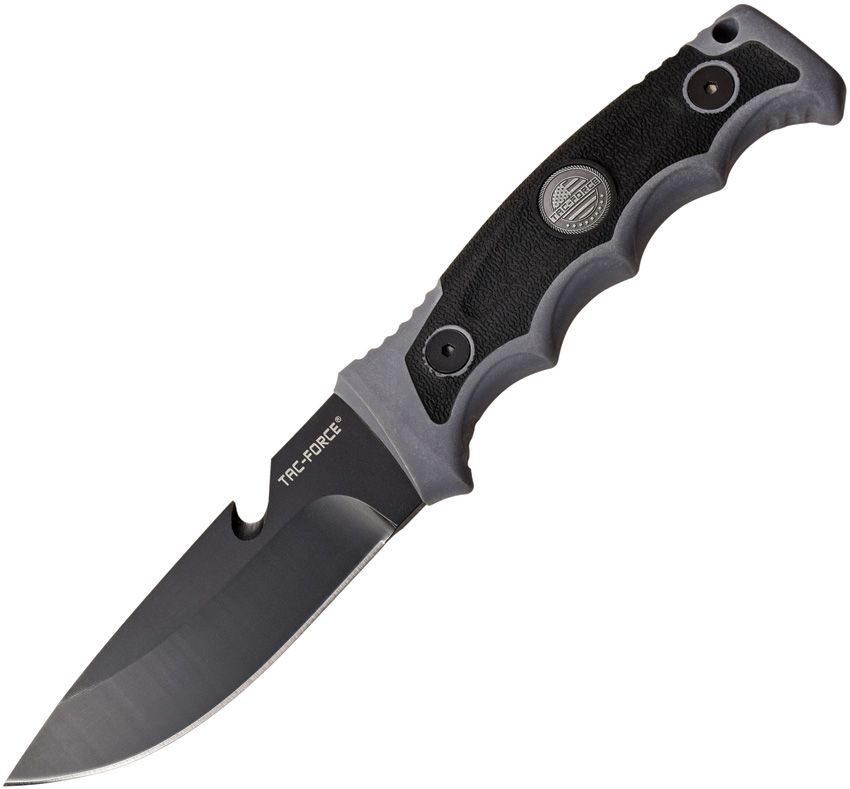 Tac Force 4.5" Black 3Cr13 Drop Point Fixed Blade Gray Handle w/ Sheath