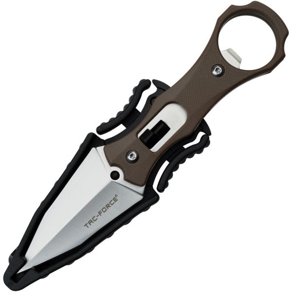 Tac Force Fixed Blade Spear 2.5in Brown Nylon
